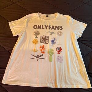 SHEIN Women’s Graphic Tee - White with Multicolor Fans.